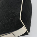 CELINE C Macadam Canvas Hand Bag Suede Black Silver Auth yk20542-11