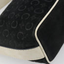 CELINE C Macadam Canvas Hand Bag Suede Black Silver Auth yk20542-13