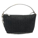 CELINE C Macadam Canvas Hand Bag Suede Black Silver Auth yk20542-2