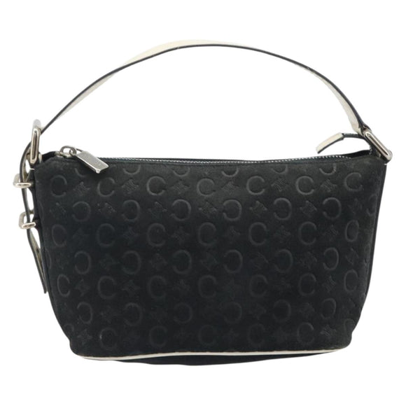 CELINE C Macadam Canvas Hand Bag Suede Black Silver Auth yk20542