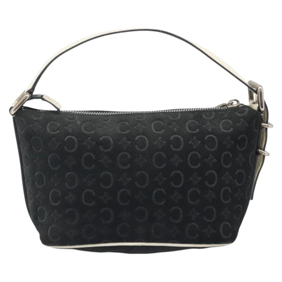 CELINE C Macadam Canvas Hand Bag Suede Black Silver Auth yk20542