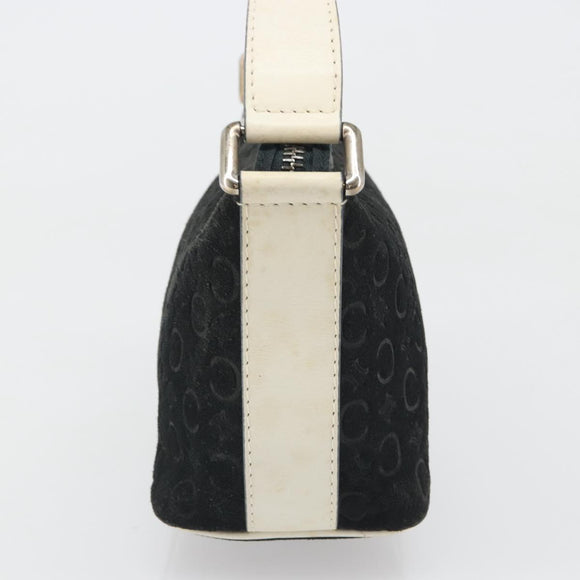 CELINE C Macadam Canvas Hand Bag Suede Black Silver Auth yk20542