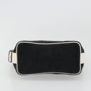 CELINE C Macadam Canvas Hand Bag Suede Black Silver Auth yk20542-9