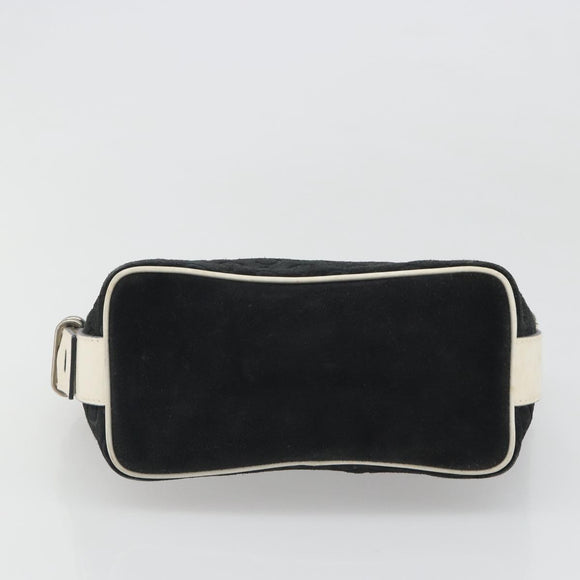 CELINE C Macadam Canvas Hand Bag Suede Black Silver Auth yk20542