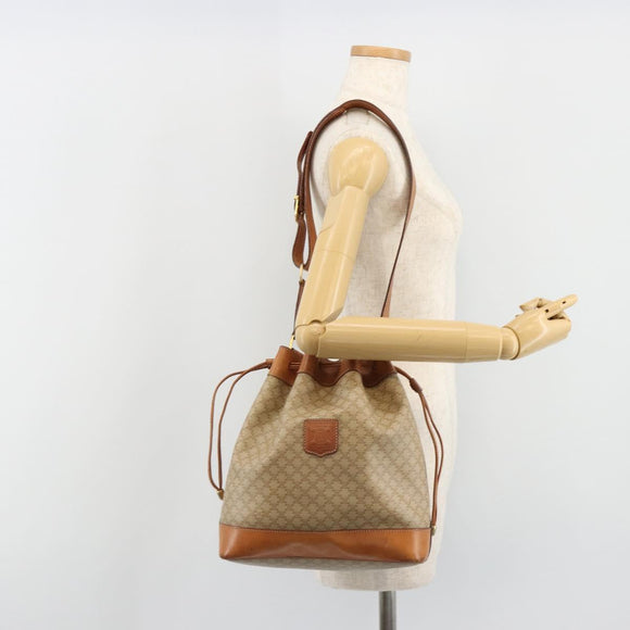 CELINE Macadam Canvas Shoulder Bag PVC Beige Gold Auth yk20544A