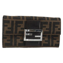 FENDI Zucca Canvas Wallet Black Brown Auth yk20547A-1