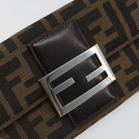 FENDI Zucca Canvas Wallet Black Brown Auth yk20547A