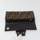 FENDI Zucca Canvas Wallet Black Brown Auth yk20547A-8