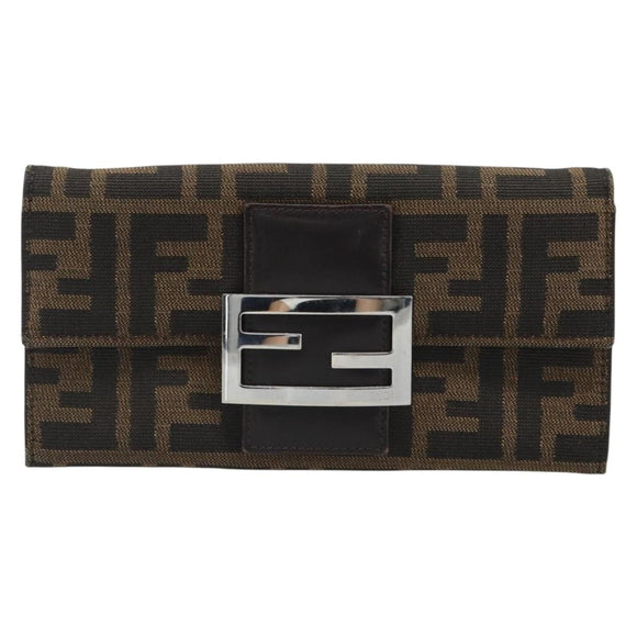 FENDI Zucca Canvas Wallet Black Brown Auth yk20547A