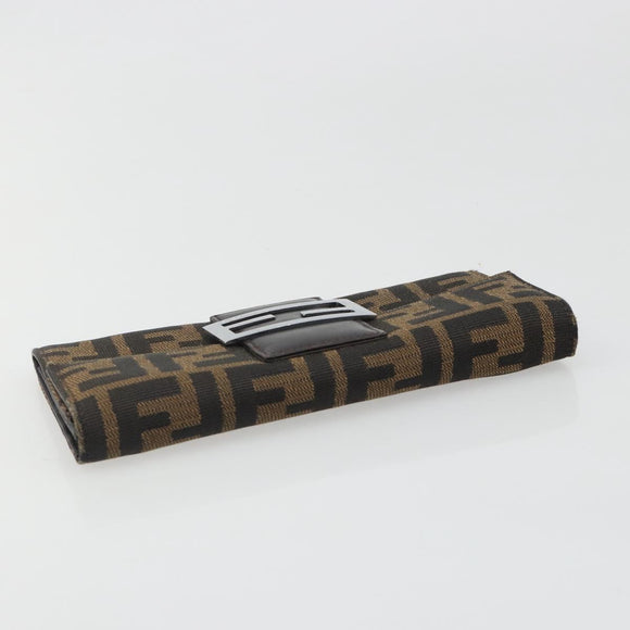 FENDI Zucca Canvas Wallet Black Brown Auth yk20547A