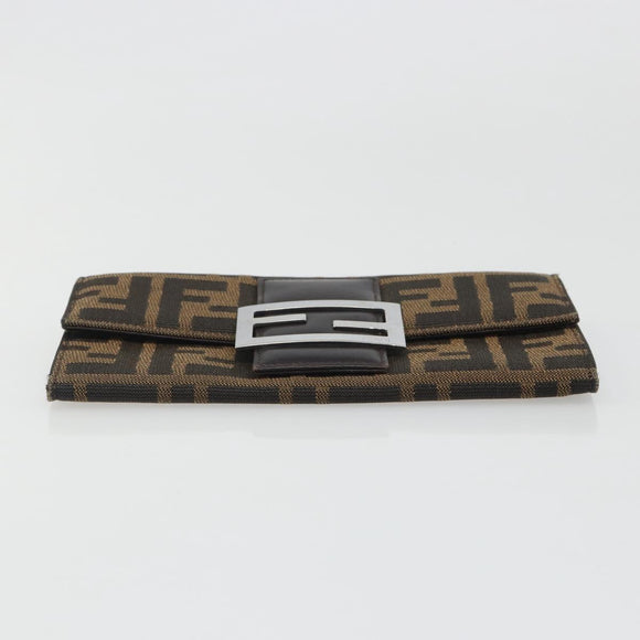 FENDI Zucca Canvas Wallet Black Brown Auth yk20547A