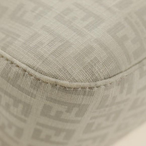 FENDI Zucchino Canvas Mamma Baguette Bag PVC White Silver Auth yk20548SAM