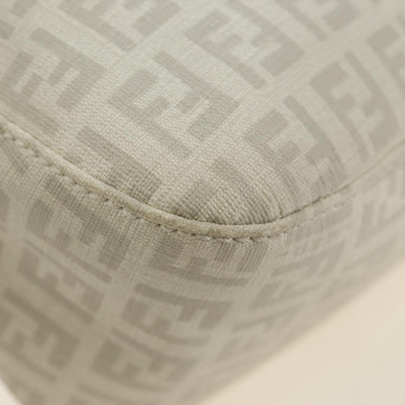 FENDI Zucchino Canvas Mamma Baguette Bag PVC White Silver Auth yk20548SAM