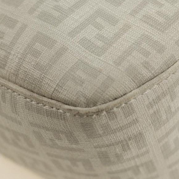 FENDI Zucchino Canvas Mamma Baguette Bag PVC White Silver Auth yk20548SAM