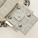 FENDI Zucchino Canvas Mamma Baguette Bag PVC White Silver Auth yk20548SAM-18