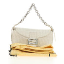 FENDI Zucchino Canvas Mamma Baguette Bag PVC White Silver Auth yk20548SAM-27