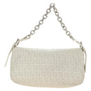 FENDI Zucchino Canvas Mamma Baguette Bag PVC White Silver Auth yk20548SAM-3