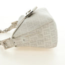 FENDI Zucchino Canvas Mamma Baguette Bag PVC White Silver Auth yk20548SAM-4