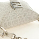FENDI Zucchino Canvas Mamma Baguette Bag PVC White Silver Auth yk20548SAM-6