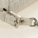 FENDI Zucchino Canvas Mamma Baguette Bag PVC White Silver Auth yk20548SAM-8