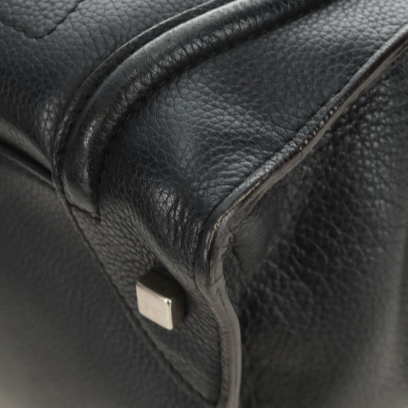 CELINE Luggage Mini Shopper Hand Bag Leather Black Silver Auth yk20549SAM