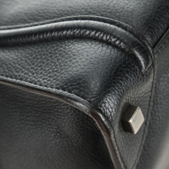CELINE Luggage Mini Shopper Hand Bag Leather Black Silver Auth yk20549SAM