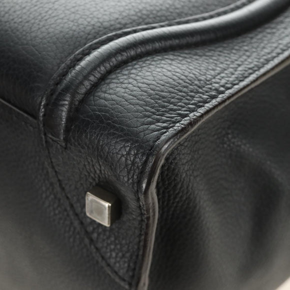 CELINE Luggage Mini Shopper Hand Bag Leather Black Silver Auth yk20549SAM