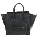 CELINE Luggage Mini Shopper Hand Bag Leather Black Silver Auth yk20549SAM-13