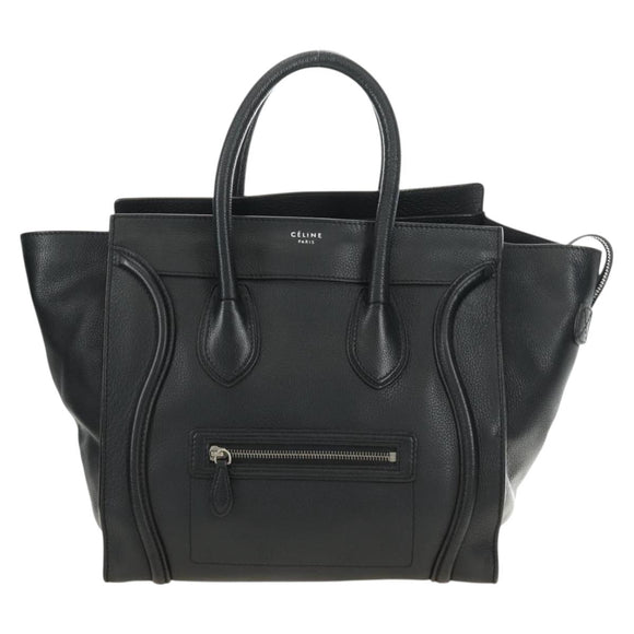 CELINE Luggage Mini Shopper Hand Bag Leather Black Silver Auth yk20549SAM