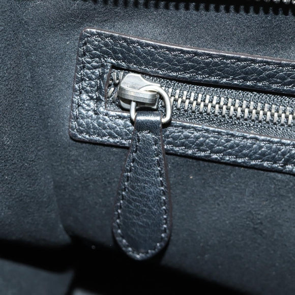 CELINE Luggage Mini Shopper Hand Bag Leather Black Silver Auth yk20549SAM