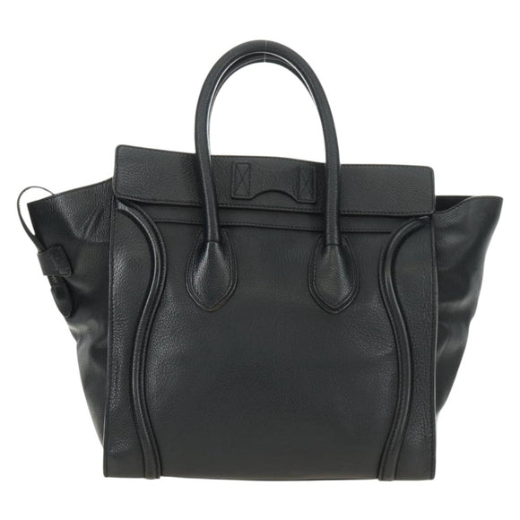 CELINE Luggage Mini Shopper Hand Bag Leather Black Silver Auth yk20549SAM