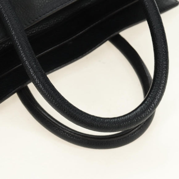 CELINE Luggage Mini Shopper Hand Bag Leather Black Silver Auth yk20549SAM