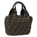 FENDI Zucca Canvas Hand Bag Black Brown Auth yk20550A-1