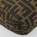 FENDI Zucca Canvas Hand Bag Black Brown Auth yk20550A-16