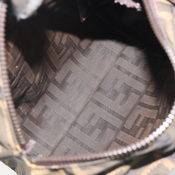 FENDI Zucca Canvas Hand Bag Black Brown Auth yk20550A