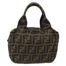 FENDI Zucca Canvas Hand Bag Black Brown Auth yk20550A-13