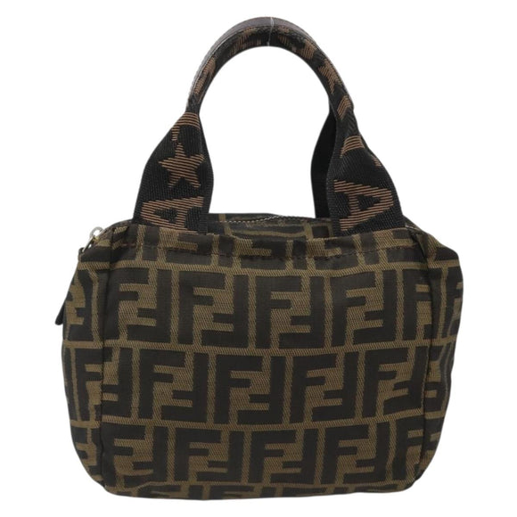 FENDI Zucca Canvas Hand Bag Black Brown Auth yk20550A
