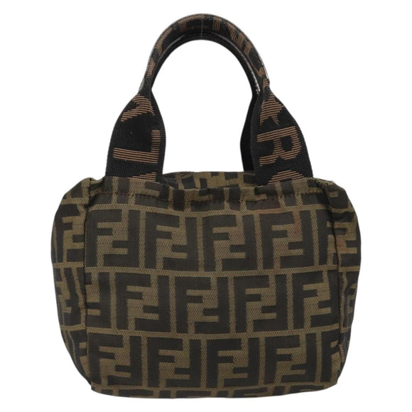 FENDI Zucca Canvas Hand Bag Black Brown Auth yk20550A