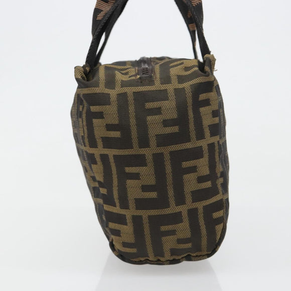 FENDI Zucca Canvas Hand Bag Black Brown Auth yk20550A