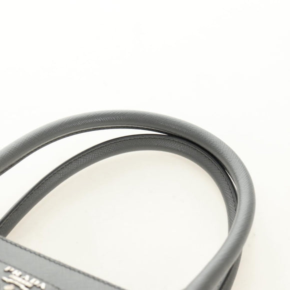 PRADA Hand Bag Safiano Leather 2way Gray Silver Auth yk20551SAM