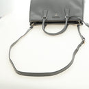 PRADA Hand Bag Safiano Leather 2way Gray Silver Auth yk20551SAM-11