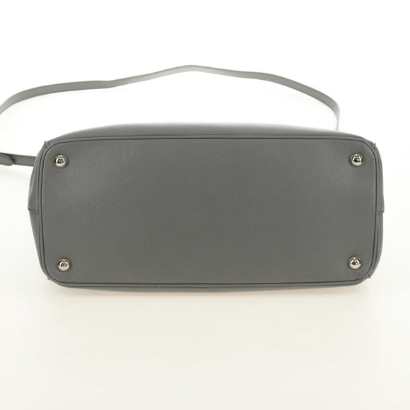 PRADA Hand Bag Safiano Leather 2way Gray Silver Auth yk20551SAM