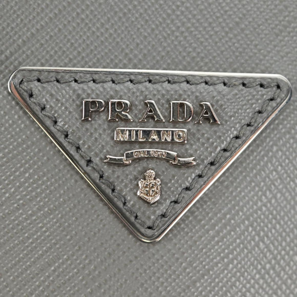 PRADA Hand Bag Safiano Leather 2way Gray Silver Auth yk20551SAM