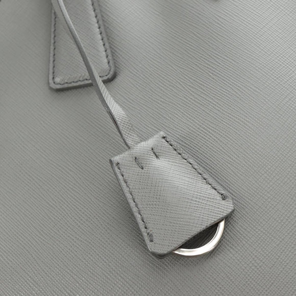 PRADA Hand Bag Safiano Leather 2way Gray Silver Auth yk20551SAM
