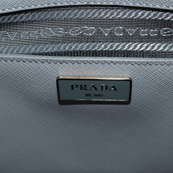 PRADA Hand Bag Safiano Leather 2way Gray Silver Auth yk20551SAM