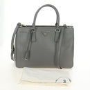 PRADA Hand Bag Safiano Leather 2way Gray Silver Auth yk20551SAM-31