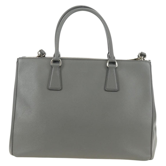 PRADA Hand Bag Safiano Leather 2way Gray Silver Auth yk20551SAM