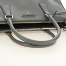 PRADA Hand Bag Safiano Leather 2way Gray Silver Auth yk20551SAM-9