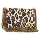 Stella MacCartney Falabella Chain Leopard Pattern Bag Canvas Brown Auth yk20554A-1