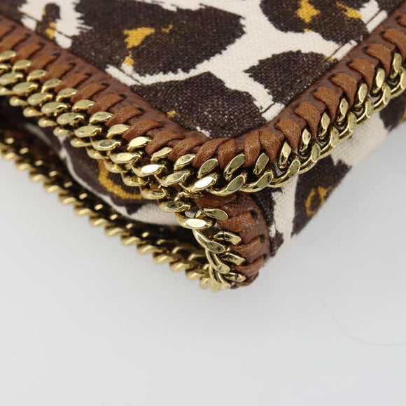 Stella MacCartney Falabella Chain Leopard Pattern Bag Canvas Brown Auth yk20554A